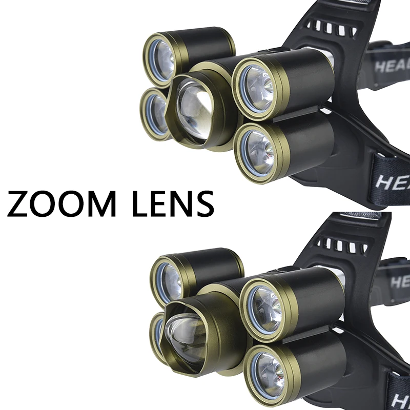 30000LM 7 светодиодов Z502506 зум-объектив XM-L T6 налобный фонарь, светильник ing светильник, фонарь, перезаряжаемый головной светильник для рыбалки