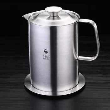 

Stainless Steel Oil Pot Leakproof Oil Storage Can with Lid Practical Oil Container for Home Restaurant Kitchen (1500ml)