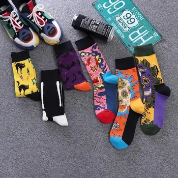 

Autumn and winter hip hop personality new men's socks fashion Halloween colorful ghost bat funny socks tide socks Christmas gift