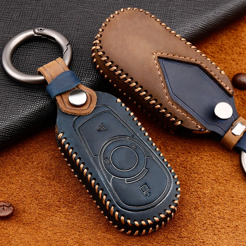 

Leather car Key Case Cover for OPEL Astra Buick ENCORE ENVISION Vervno GS 20T 28T NEW LACROSSE Rings Protect Shell Car Styling