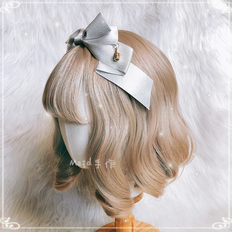 Сладкий головной убор ручной работы большой бант Hairband KC великолепное оголовье Лолита корона кулон дизайн милый Золотой Серебряный