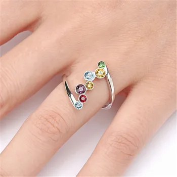 

New fashion trend women simple inlaid color round ring engagement wedding party gift jewelry wholesale