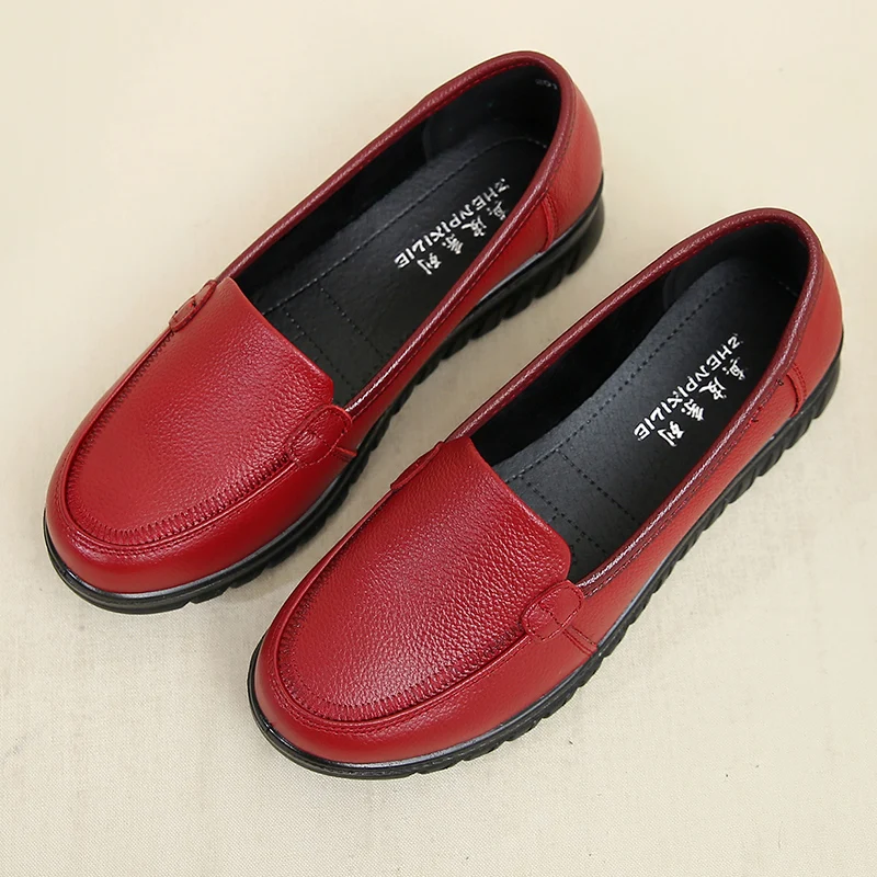 2024 spring autumn fashion genuine leather women flats shoes female casual soft bottom slip on work shoes ladies flat shoes