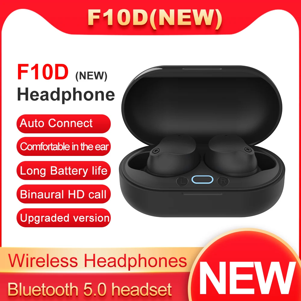 

F10D TWS True Wireless Stereo Bluetooth 5.0 Earphone Noise Reduction Waterproof Automatically connected Earbuds For Phone