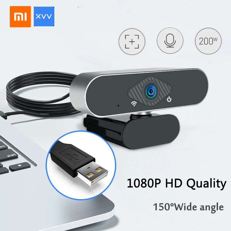 US $20.24 Xiaomi Xiaovv Camera Vlogging BuiltIn Noise Reduction Microphone 1080P HD Webcast Live USB Camera Conference Digital Web Cam