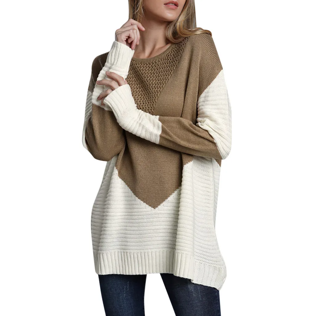 SAGACE, женский осенний зимний длинный вязаный свитер, топы, блуза, высокое качество, повседневный женский свитер с длинным рукавом - Цвет: Хаки