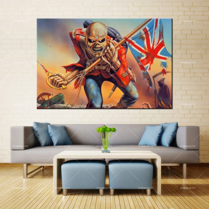 ForBeauty Картина на холсте настенное искусство iron_maiden_picture_undead_flag рисунок брызгами водостойкие чернила домашний декор - Цвет: 1Pcs