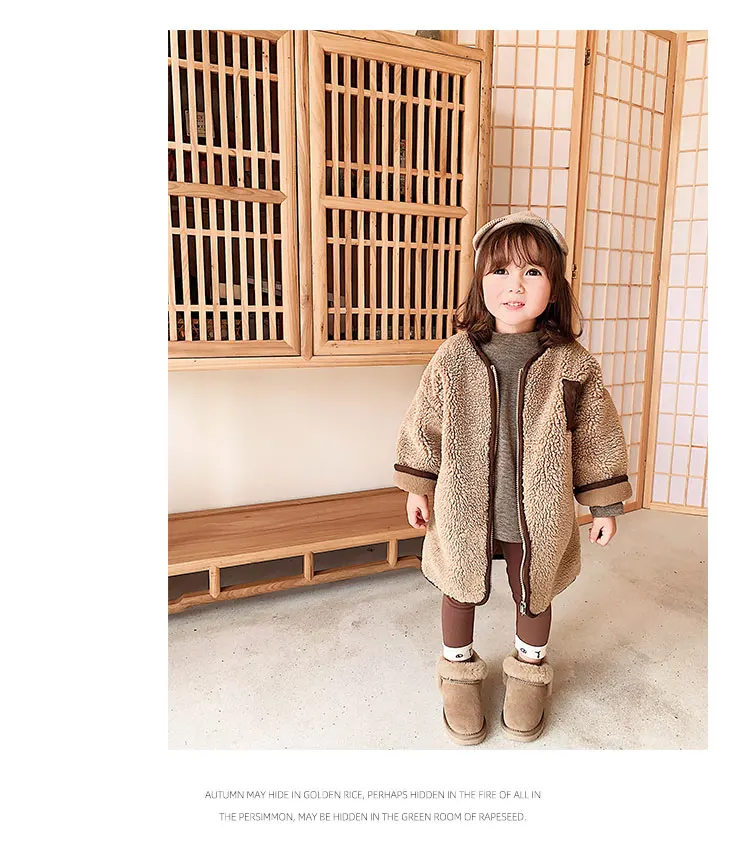 Зимние Детские модные длинные шерстяные куртки с флисовой подкладкой теплые плотные пальто на молнии для мальчиков и девочек детская верхняя одежда
