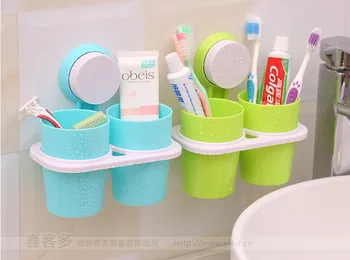 

Toothbrush Storage Shelf Wall Hanging Bathroom Put Dental Equipment Storage Cup Holder Box Household COUPLE'S Double Gargle Set