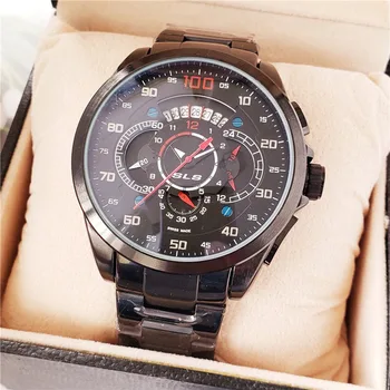 

Fashion Design Men's Wrist Watches Chronograph Diamond Luxury Brand Quartz Stop Watch With Stainless Steel Strap Montre homme