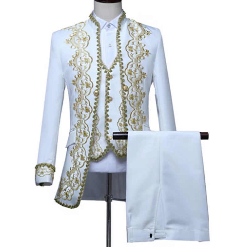New Man Fashion Full Sleeve Stand Collar Embroidery Long Casual Blazer Suits Performance Party Blazer Coat Suits xz055 New Man Fashion Full Sleeve Stand Collar Embroidery Long Casual Blazer Suits Performance Party Blazer Coat Suits xz055