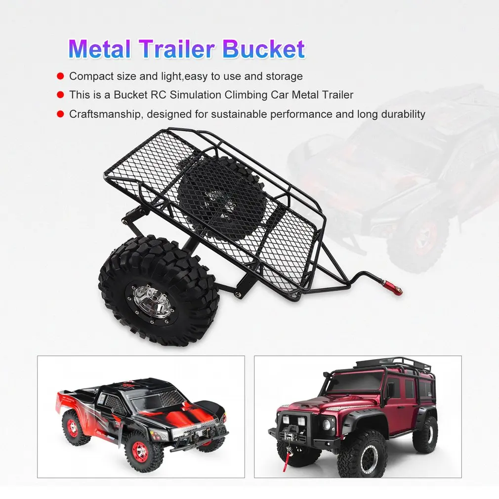 Металлическая Тележка ведро RC моделирование восхождение автомобиля для TRX4 TRX-4 1/10 D90 SCX10 CC01 Комплектующие для самостоятельной сборки с 1,9 металлические колеса