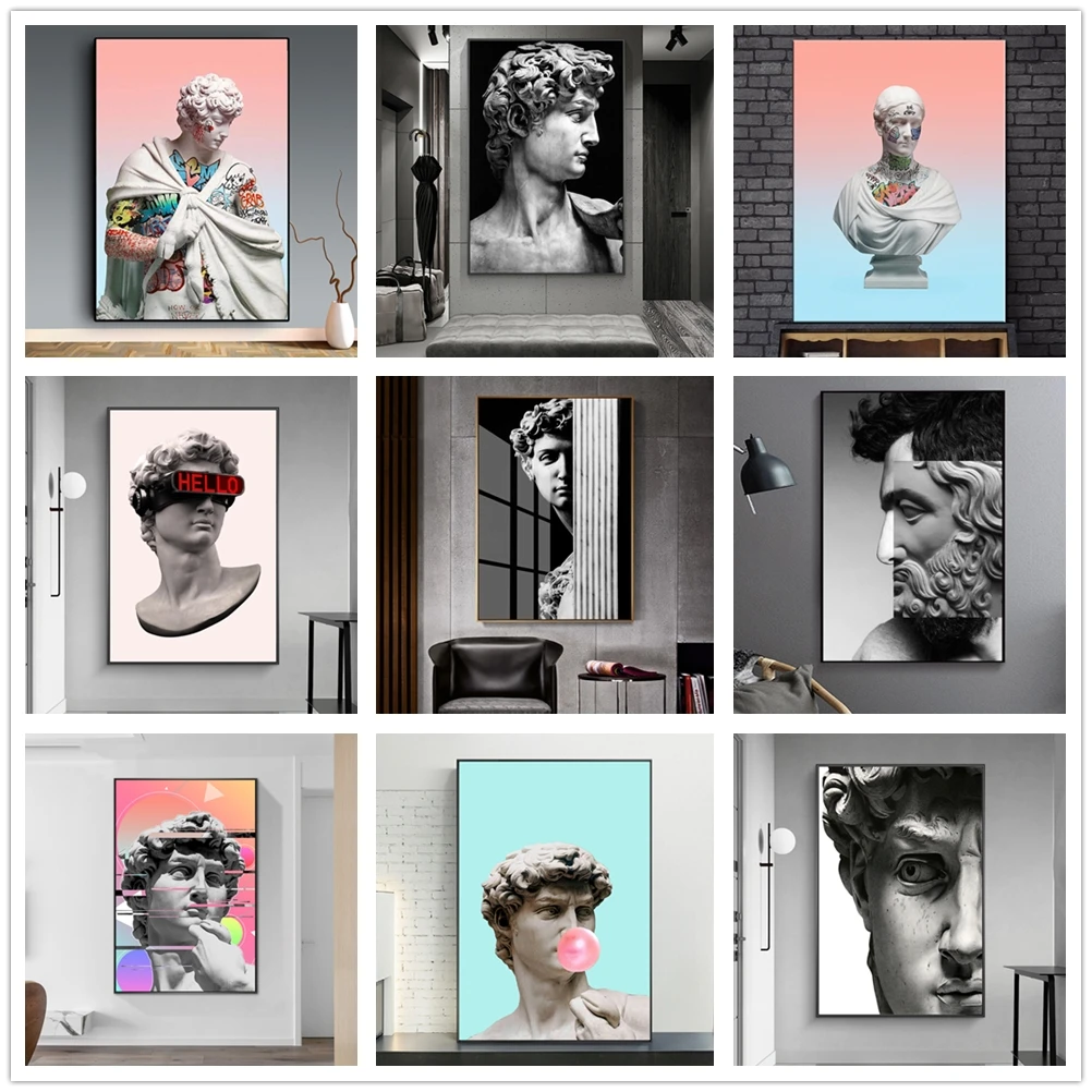 Забавное искусство Дэвида Vaporwave скульптура холст абстрактный Давид фотография искусства|Рисование и