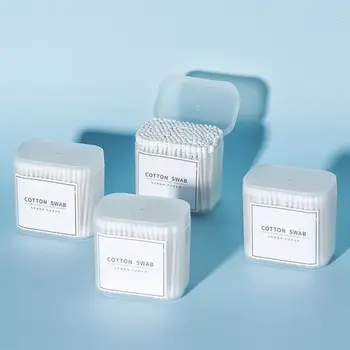 

New High Quality Pure Color Cotton Swab Paper Stick Soft Cotton Swab Clean Ear Tampon Tampon Square Box One Box Hot