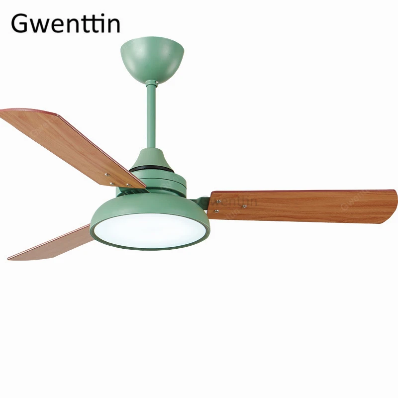 

42 Inch Modern LED Ceiling Fan with Lights Remote Control for Living Room Home Decor Loft Industrial Lamp Wood Fan Lamps 220V