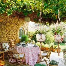 Подвесная веревочная корзина, Настольная садовая корзина для растений, подарки, сделай сам, украшение, садоводство, озеленение, сад, плетеная вешалка, горшок для дома