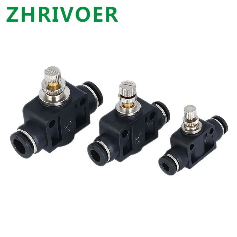 OD Tube Flow control Throttle valve Pneumatic Fittings Pneumatic type speed control connector Black DSA 4 6 8 10 12MM