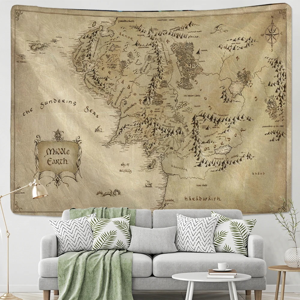 Tapestry Decor Antique Pirate Treasure Map Tapestry Wall Hanging Hippie Boho Decor Tapestry Golden Island Carpet College Dorm Decoration