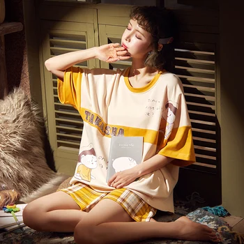 

Women Sexy Pajama Set Short Sleeve Female Sexy Lingerie Set Cotton Top Shorts Pajamas Set Sleepwear Nightwear Pyjama Night Suit