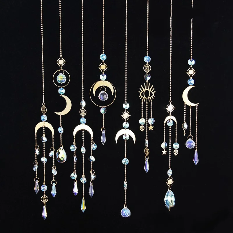 Sun Catchers Ornament K9 Color Crystal Wind Chimes Window Sill Outdoor Decor Car Ornament Christmas Home Decoration