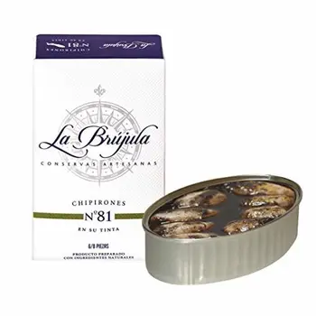 

La Brújula Small Squid in Ink Chiperones En Su Tinta Shrimp & Prawns, 115 g (Pack of 2)