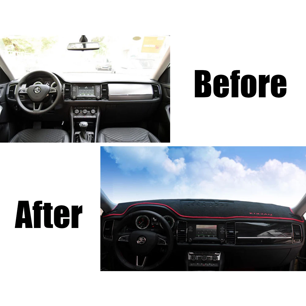  Car Dashboard Covers Mat Avoid Light Pad Instrument Platform Desk Cushion Carpets For Skoda Kodiaq 