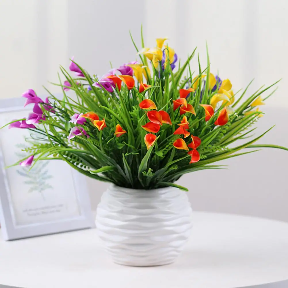 7 Branches Calla Lily Artificial Flowers Plastic Flower Living Room Decoration Planter Arrange Non-toxic Material Beauty | Дом и сад