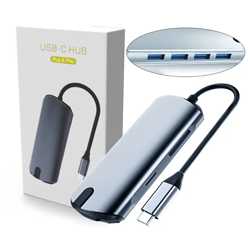 

7-in-1 USB Hub Type C to HDMI USB 3.0 Power Adapter Usb C Splitter HUB Adapter