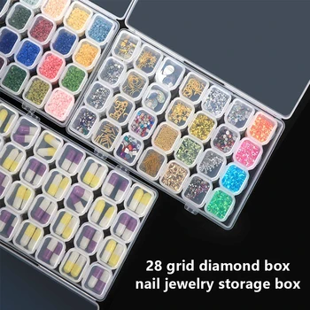 

2Pcs 28 Cells DIY Diamond Painting Tool Accessories Storage Box Rhinestones Organizer Sewing Jewelry Beads Buttons Storage Box