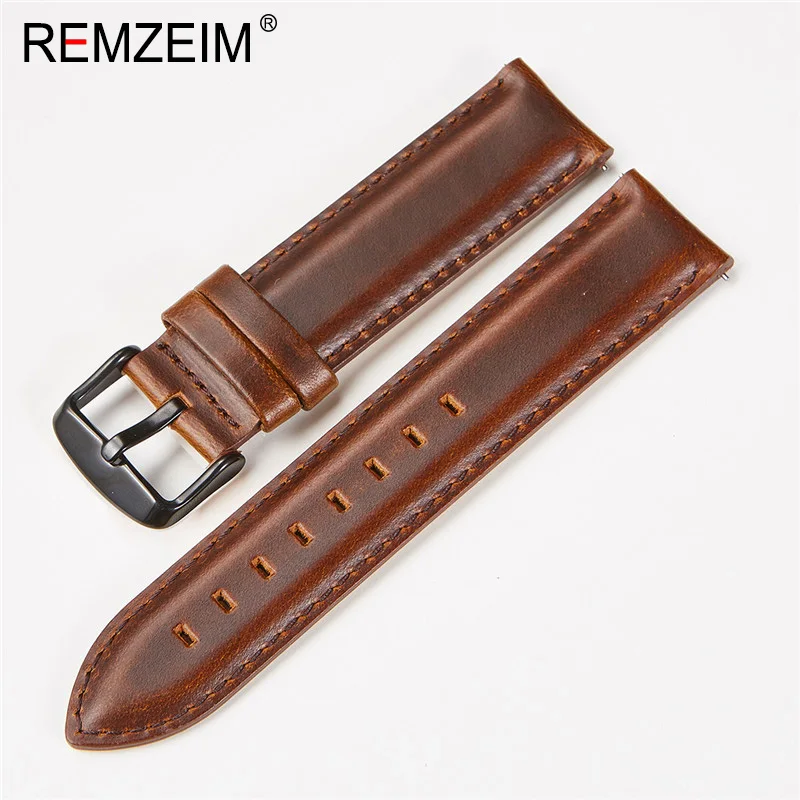 New Genuine Leather Watchband 18mm 20mm 22mm Black Brown Red Cowhide Watch Band Quick Release Strap Watch Accessories