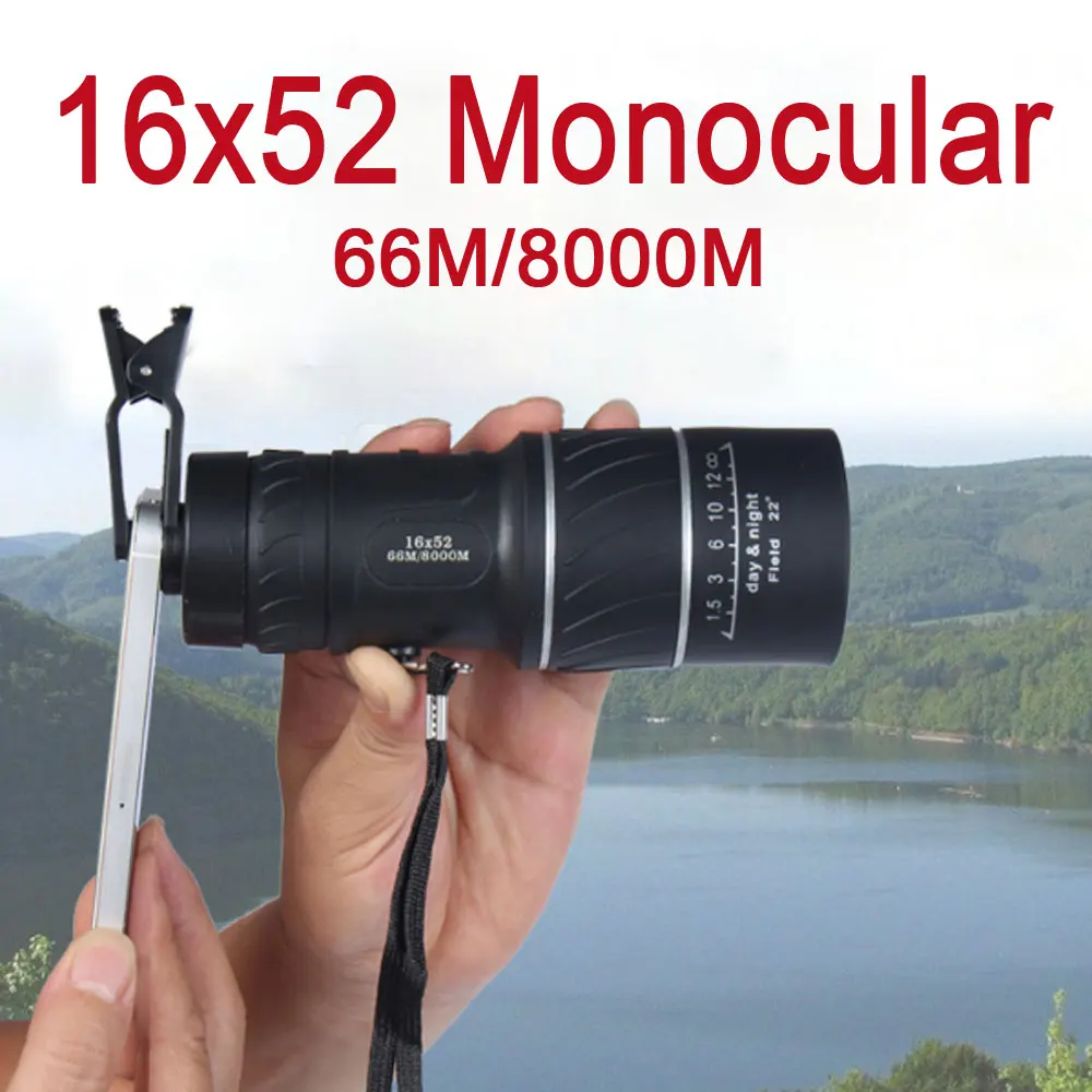 16x52, visão noturna, zoom óptico, espátula, caça, mira de identificação
