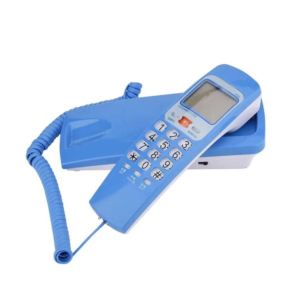 FSK/DTMF Определитель номера Телефон проводной телефон большая кнопка стол положить стационарный модный удлинитель для телефона домашний настенный телефон - Цвет: Blue