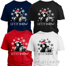 Веселая Рождественская футболка с изображением Игры престолов LET IT SNOW JON SNOW