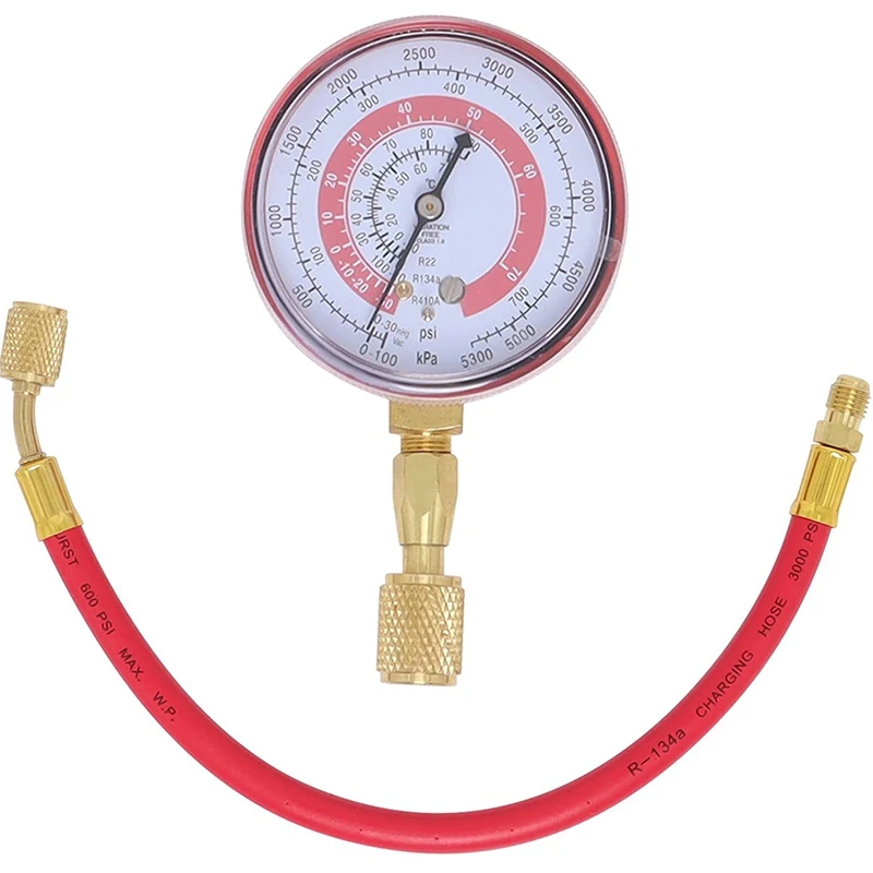 R22 Test Gauge Compatible and R410A / R404A High Pressure Gauge Red