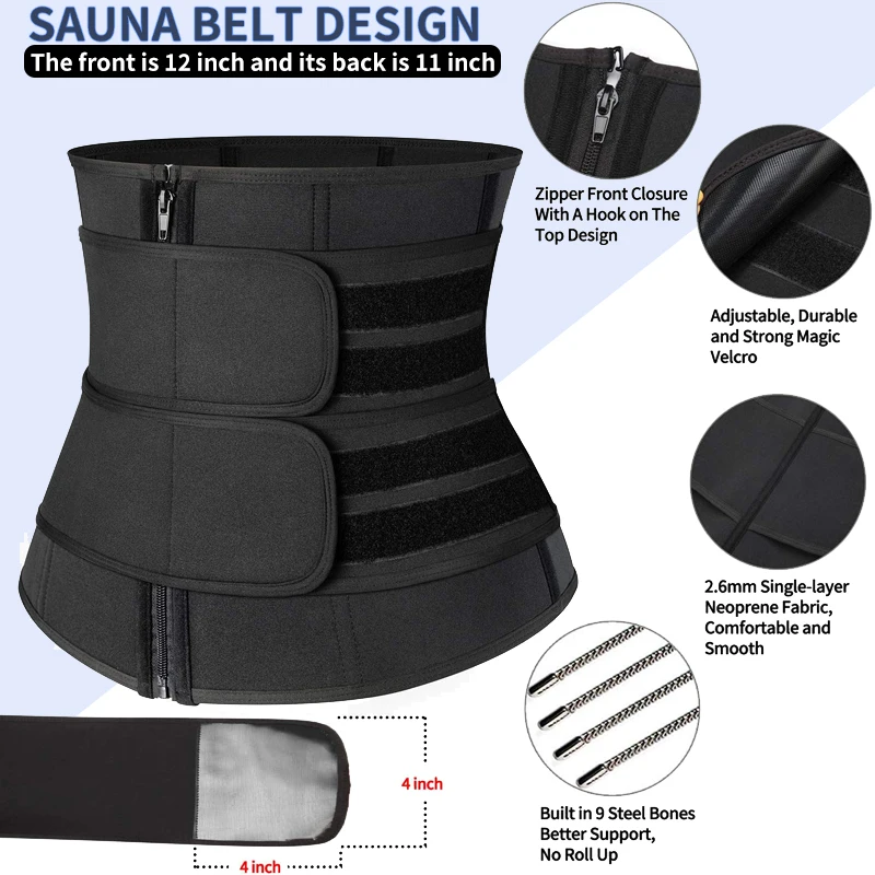 Women Shapewear Slim Belt Zipper Plus Size Latex Waist Trainer Corset Underbust Body Fajas Sweat Wa