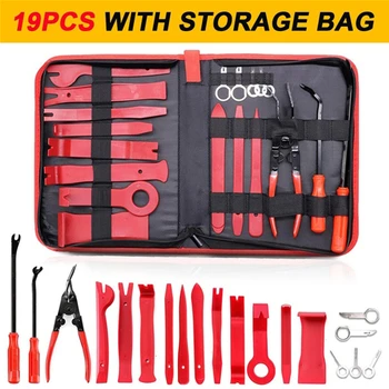 

Red (With Red Side Zipper Bag) 19-Piece Car Audio Disassembly And Assembly Interior Modification Panel Tool