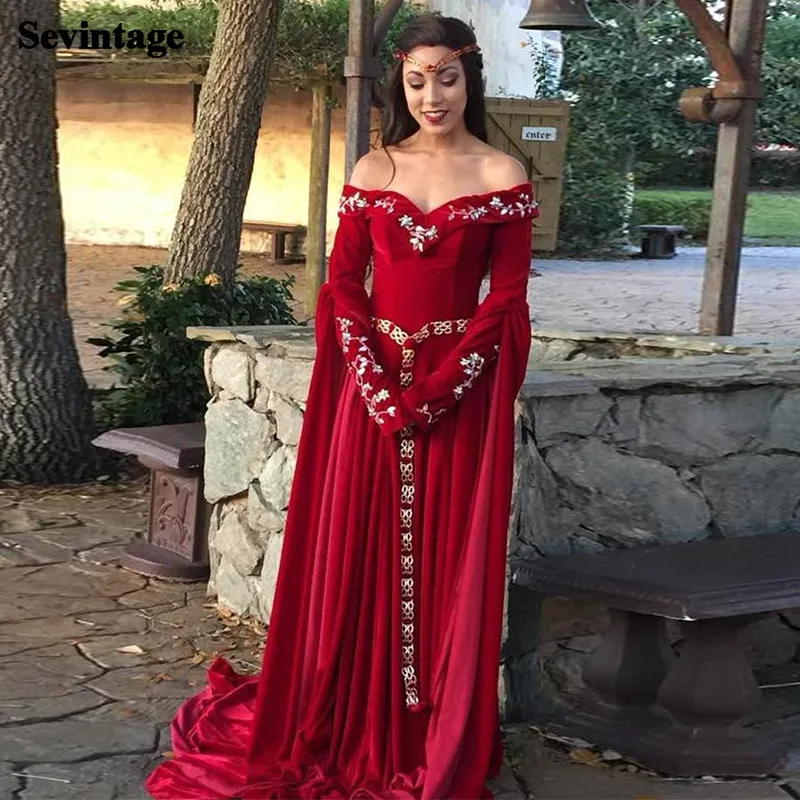 

Sevintage Velvet Karakou Algerian Evening Dress Appliques Lace Prom Party Gowns Long Sleeves Formal Women Dresses 2021