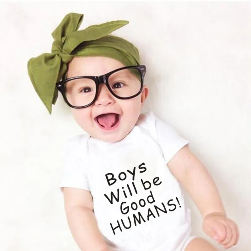 Одежда для маленьких мальчиков «Will Be Good Humans» Летний хлопковый детский комбинезон, Детский костюм с короткими рукавами Одежда для новорожденных от 0 до 18 месяцев