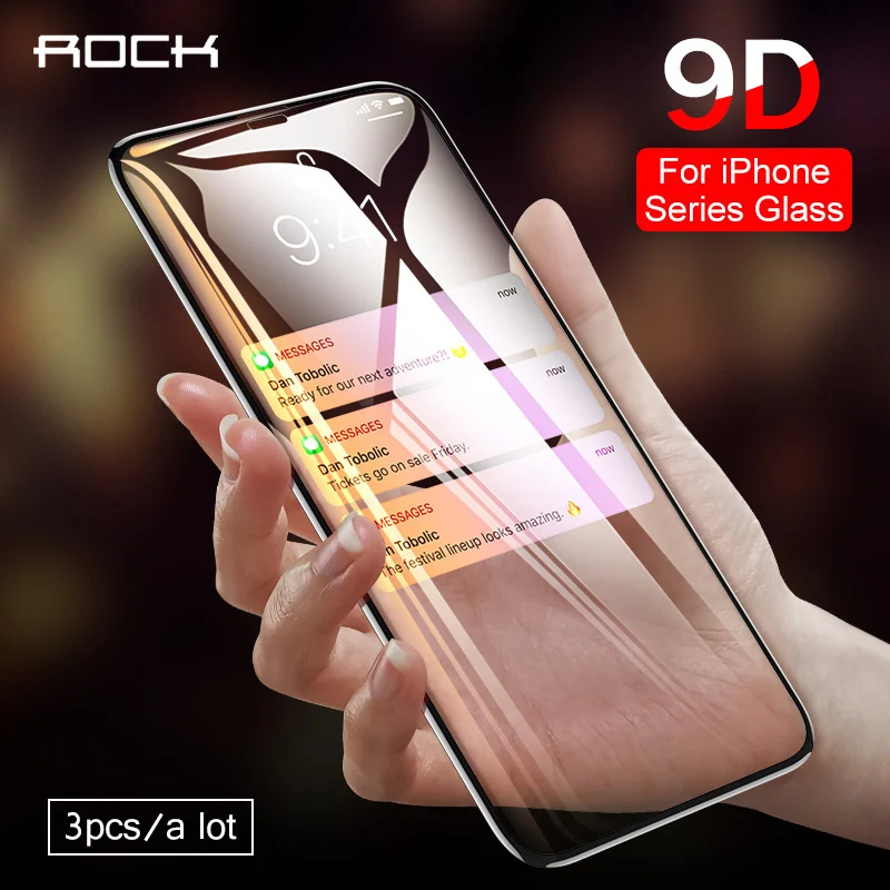 

ROCK Tempered Glass film for iPhone 11 pro max XR High Clear 3 Pcs Non Full Screen Protector for iPhone 8 7 6 6s plus X XS max