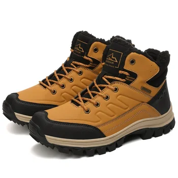 

My-Love Men's Outdoor Hiking Shoes Mountaineer Climbing Sneakers Waterproof Tactical Hiking Shoes Camping Walking Cotton Boots