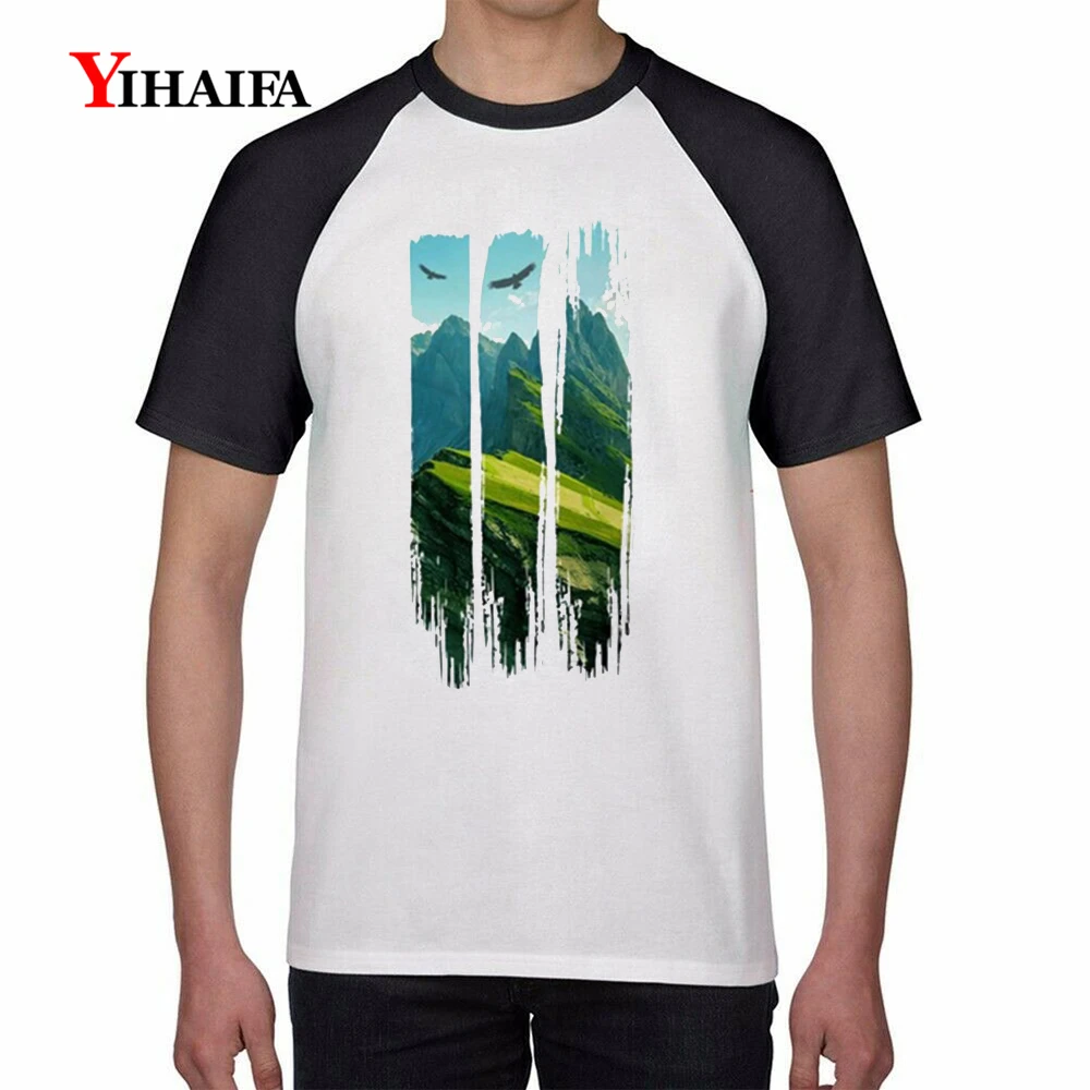 

Mens Summer 3D Print T Shirts Forest Green Tree Graphic Tees White Cotton T-Shirt Simple Pattern Tee Unisex Casual Tops
