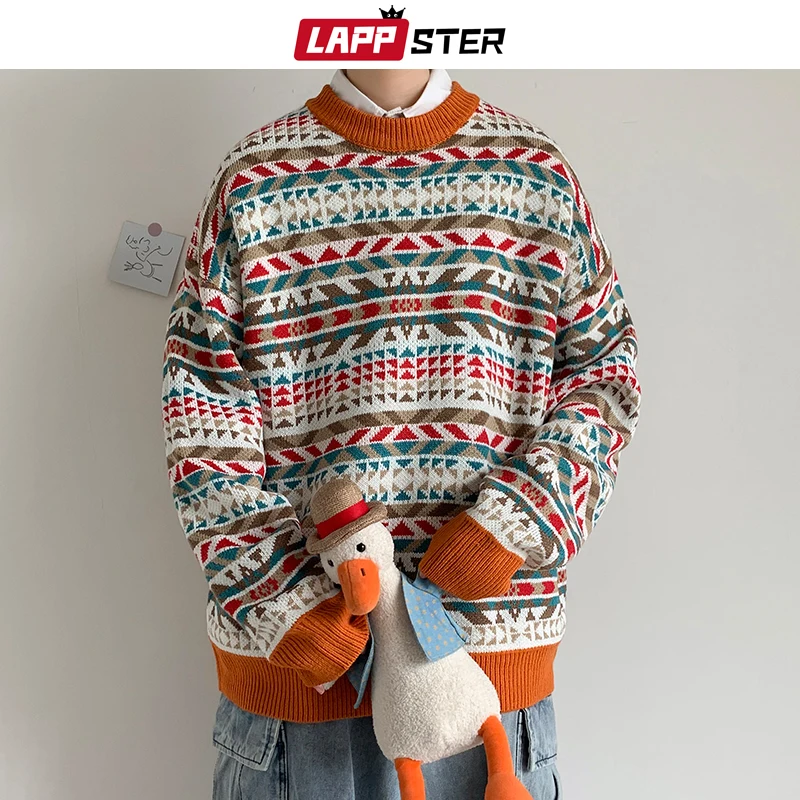 LAPPSTER Men Follower Winter Knitted Sweater 2020 Korean Fashion Harajuku Sweater O-Neck Autumn Casual Vintage Pullovers Coat LAPPSTER Men Follower Winter Knitted Sweater 2020 Korean Fashion Harajuku Sweater O-Neck Autumn Casual Vintage Pullovers Coat