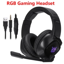 Pohiks 1pc Black 3 5mm Wired RGB Light Gaming Headset Professional Gamer Earphone Surround Sound Headphone for PC Computer