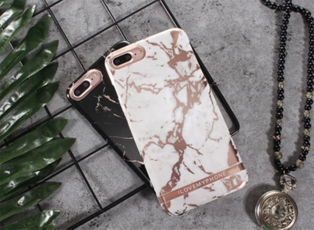 Madevil Geometric Marble Texture Phone Case For iPhone 7 8 6 6s Plus IMD Silicone Stone Image Back Cover phone shell |