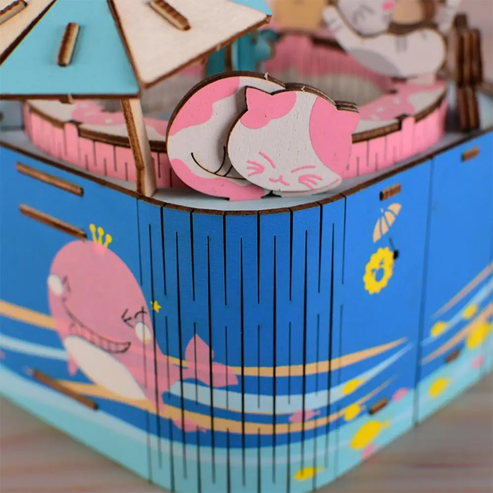 Merry-go-круглая деревянная коробка в форме торта на день рождения деревянная музыкальная шкатулка украшение милый подарок на день рождения Рождественский подарок для детей