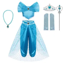 MUABABY платье цвета Жасмин до фэнтези для девочек арабский индийский костюм принцессы дети Aladdin лампы платья детей танцы наряды