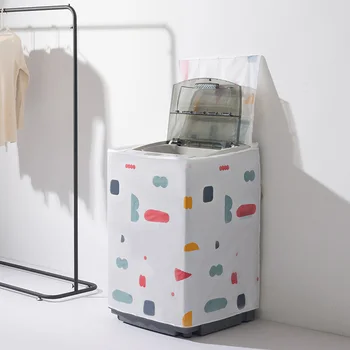

PEVA Washing Machine Dust Cover Roller Flip Washing Machine Cover Floral Geometric Washing Machine Dust Cover Yi Yue