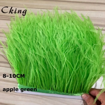 

10 Meters Width 8-10 CM Fashion Soft Dyed Apple Green Fluffy Ostrich Feather Ribbon Fringe Trims Lace Trimming For Dress Skirt