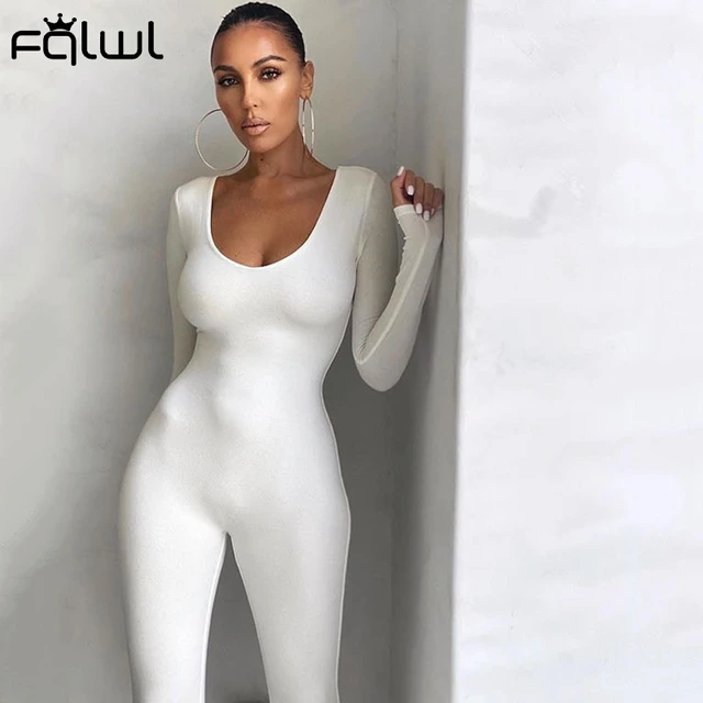 Sexy Solid Color Long Sleeve Deep V Bodycon Rompers Womens Jumpsuit Sport  Suit Fashion Zip Up Long Pants Overalls Fitness Set - Jumpsuits, Playsuits  & Bodysuits - AliExpress