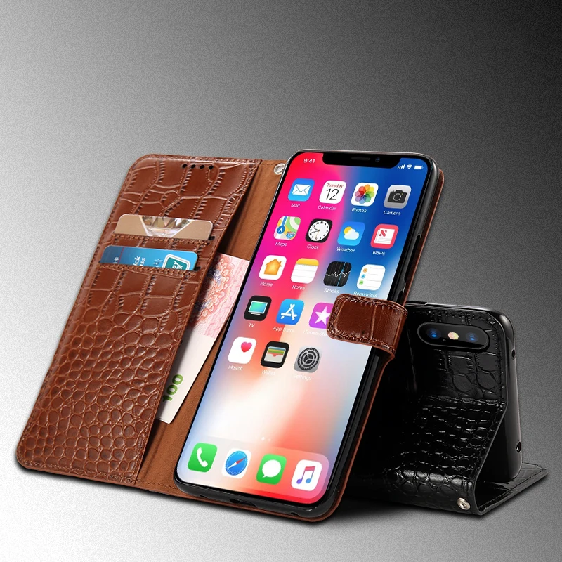 Флип-чехол из натуральной кожи для телефона iPhone 11 Pro 11 Pro max X XS XR XS max 6 7 8 plus роскошный защитный чехол из крокодиловой кожи